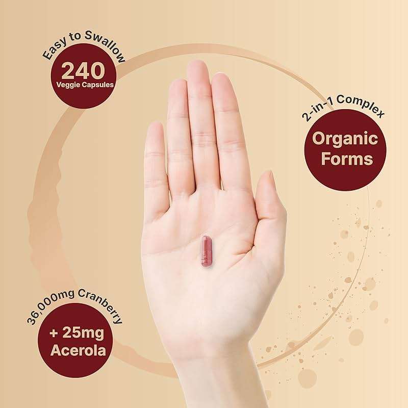 NatureBell Cranberry Concentrate - 240 Capsules - Organic Cranberry Concentrate with Acerola Cherry - Urinary Tract & Prostate Support* - Vegetarian - Image 4