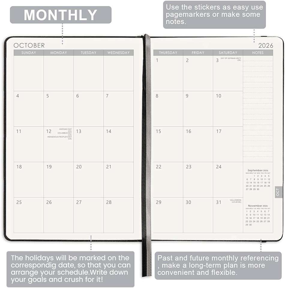 Planner 2026-2027 - Jul. 2026 - June. 2027, 2026-2027 Planner, 12-Months 26-27 Planners Weekly and Monthly, 5.75" x 8.25", Saffiano Leather with Thick Paper, Back Pocket with Notes Pages - Image 3