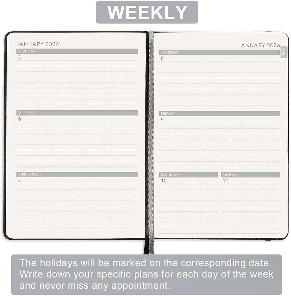 Planner 2026-2027 - Jul. 2026 - June. 2027, 2026-2027 Planner, 12-Months 26-27 Planners Weekly and Monthly, 5.75" x 8.25", Saffiano Leather with Thick Paper, Back Pocket with Notes Pages - Image 4