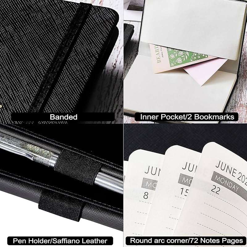 Planner 2026-2027 - Jul. 2026 - June. 2027, 2026-2027 Planner, 12-Months 26-27 Planners Weekly and Monthly, 5.75" x 8.25", Saffiano Leather with Thick Paper, Back Pocket with Notes Pages - Image 6