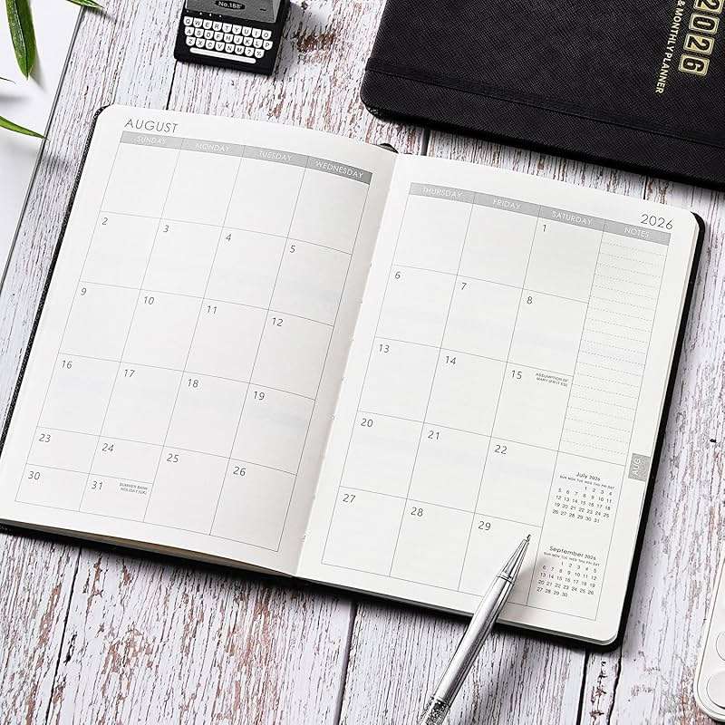 Planner 2026-2027 - Jul. 2026 - June. 2027, 2026-2027 Planner, 12-Months 26-27 Planners Weekly and Monthly, 5.75" x 8.25", Saffiano Leather with Thick Paper, Back Pocket with Notes Pages - Image 7
