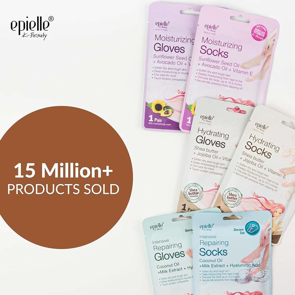 Epielle Hydrating Foot Mask 6 Pairs, Relieve and Soften with Shea Butter & Jojoba Oil, Deep Moisturizing Socks for Dry, Cracked Feet, Self Care Gifts for Women, Spa Kit - Image 2