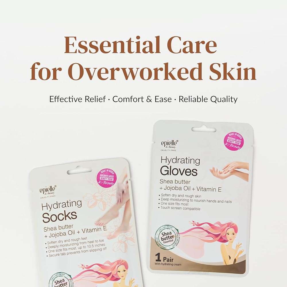 Epielle Hydrating Foot Mask 6 Pairs, Relieve and Soften with Shea Butter & Jojoba Oil, Deep Moisturizing Socks for Dry, Cracked Feet, Self Care Gifts for Women, Spa Kit - Image 7