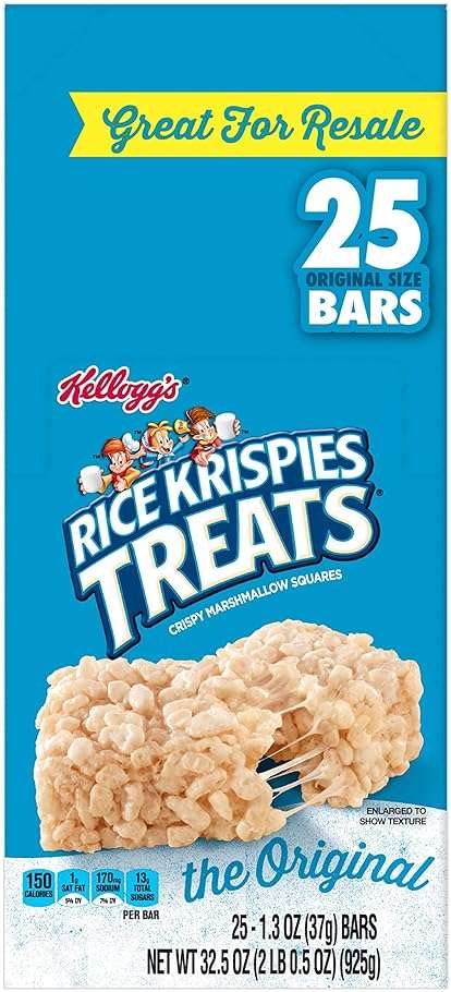 Kellogg’s Rice Krispies Treats, Crispy Marshmallow Squares, Original, Single Serve, Display Box, 1.3 oz Bars (25 Count) - Image 7