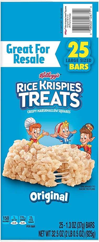 Kellogg’s Rice Krispies Treats, Crispy Marshmallow Squares, Original, Single Serve, Display Box, 1.3 oz Bars (25 Count) - Image 9