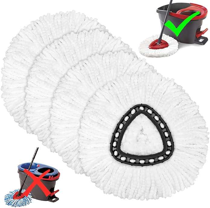 4 Pack Mop Heads Replacements for O-Ceda Easy Wrin Spin System, Microfiber Refills, Easy Cleaning Mop Repalce Head - Image 1