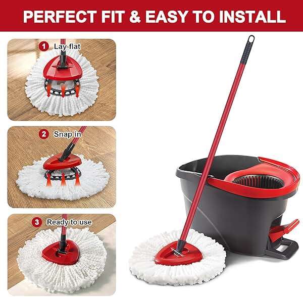 4 Pack Mop Heads Replacements for O-Ceda Easy Wrin Spin System, Microfiber Refills, Easy Cleaning Mop Repalce Head - Image 4