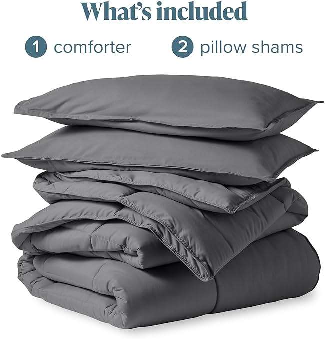 Bare Home Comforter Set - Queen Size - Ultra-Soft - Goose Down Alternative - Premium 1800 Series - All Season Warmth (Queen, Grey) - Image 7