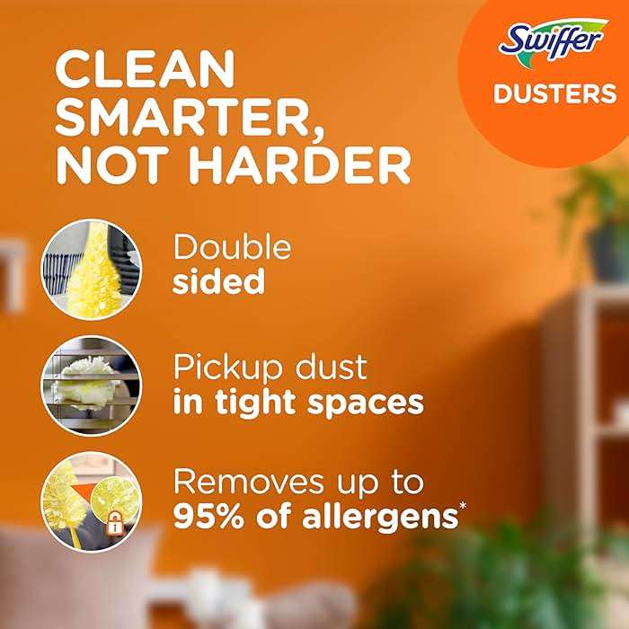 Swiffer Dusters Refill for Cleaning, Feather & Microfiber Duster Disposable Alternative, For Dusting Furniture, Blinds, Ceiling Fans, Walls, Helps Remove Allergens, Heavy Duty, Unscented, 11ct - Image 3