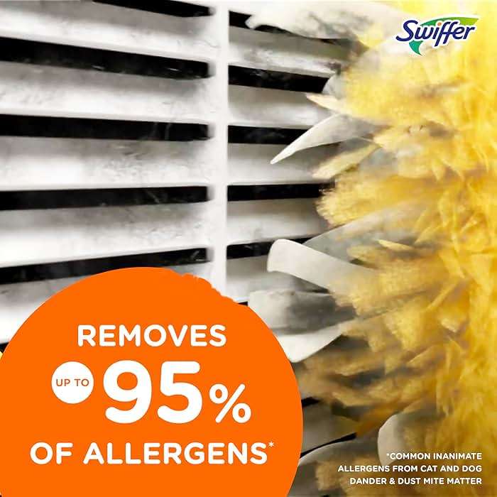 Swiffer Dusters Refill for Cleaning, Feather & Microfiber Duster Disposable Alternative, For Dusting Furniture, Blinds, Ceiling Fans, Walls, Helps Remove Allergens, Heavy Duty, Unscented, 11ct - Image 4