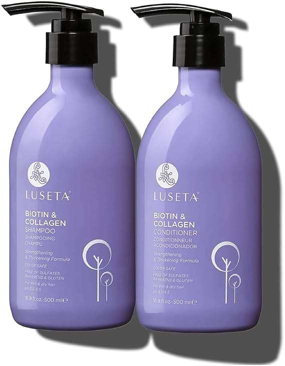 Luseta Biotin Shampoo and Conditioner for Hair - Thickening Shampoo for Thinning Hair- Infused with Argan Oil to Damaged Dry Hair - Sulfate Free Paraben Free-2 x 16.9 fl oz - Image 1