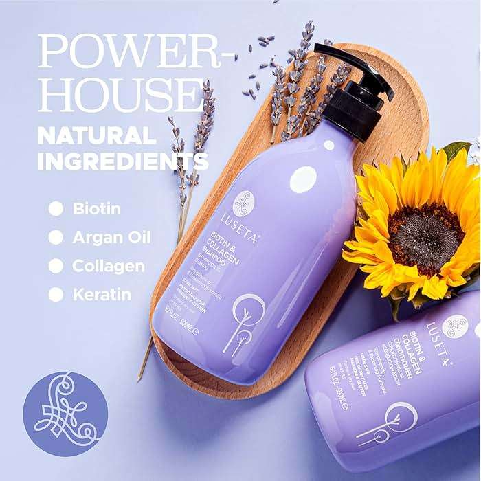 Luseta Biotin Shampoo and Conditioner for Hair - Thickening Shampoo for Thinning Hair- Infused with Argan Oil to Damaged Dry Hair - Sulfate Free Paraben Free-2 x 16.9 fl oz - Image 4