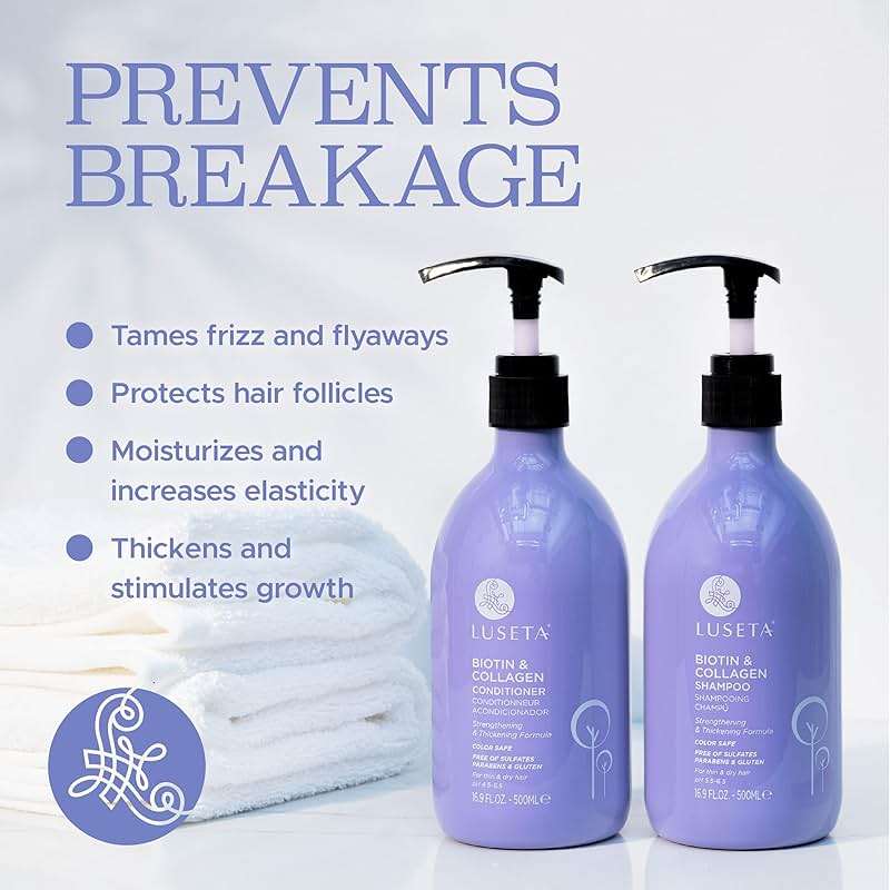 Luseta Biotin Shampoo and Conditioner for Hair - Thickening Shampoo for Thinning Hair- Infused with Argan Oil to Damaged Dry Hair - Sulfate Free Paraben Free-2 x 16.9 fl oz - Image 5