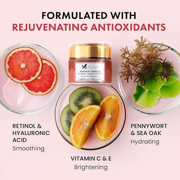 Eclat Skincare Retinol Night Cream – Renewing Retinol Cream for Face with Hyaluronic Acid – Anti Aging to Smooth Wrinkles & Fine Lines - Firming & Hydrating Face Moisturizer for Women & Men 50 ml - Image 2
