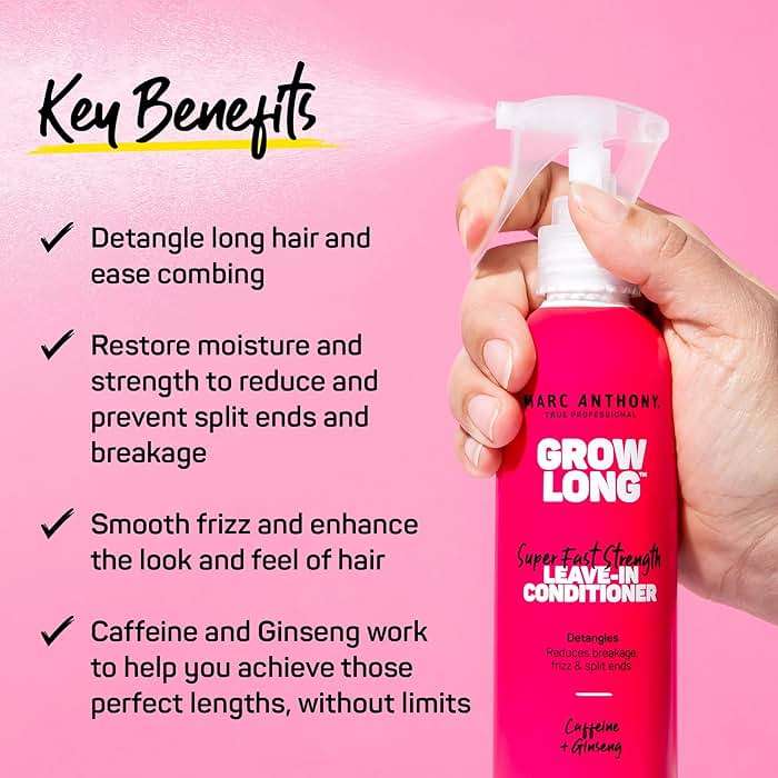 Marc Anthony Leave-In Conditioner Spray & Detangler, Grow Long Biotin - Anti-Frizz Deep Conditioner For Split Ends & Breakage - Vitamin E, Caffeine & Ginseng for Curly, Dry & Damaged Hair - Image 2