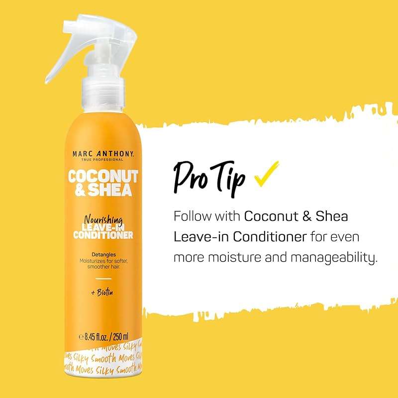 Marc Anthony Leave-In Conditioner Spray, Coconut Oil & Shea Butter - Anti-Frizz Biotin Hair Detangler Spray to Moisturize for Softer Smoother Hair - Sulfate Free Styling Product - Image 4