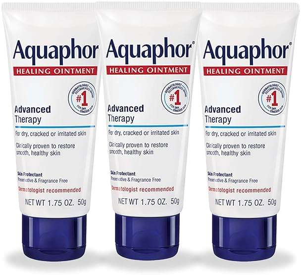 Aquaphor Advanced Therapy Healing Ointment, Hypoallergenic, Fragrance Free Body Moisturizer for Dry Skin and Minor Wound Care, Travel Size Skin Care Set, 1.75 Oz Tube, Pack of 3 - Image 1