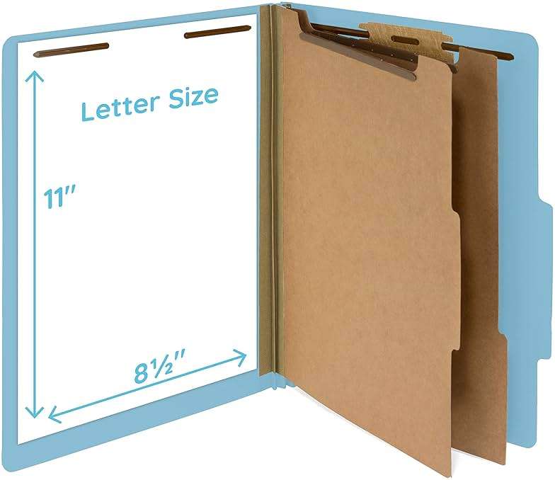 10 Blue Classification Folders - 2 Divider - 2 Inch Expansions - Durable 2 Prongs Designed to Organize Standard Medical Files, Law Client and Office Files - Letter Size, Light Blue, 10 Pack - Image 2
