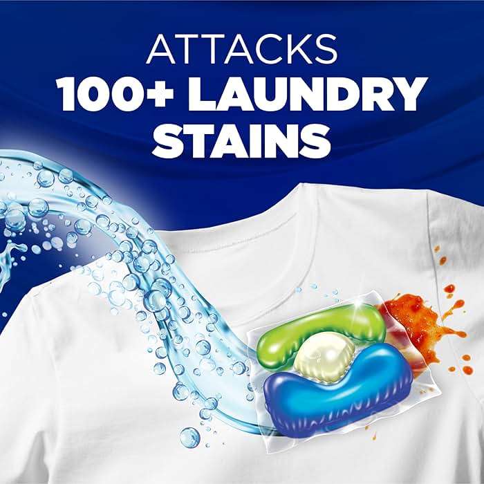 ARM & HAMMER Plus OxiClean Stain Fighters: 5-in-1 Laundry Detergent Power Paks, Laundry Stain Remover, Attacks 100 Plus Stains, Fresh Scent, 42 Count - Image 3