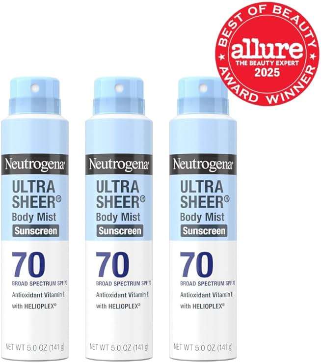 Neutrogena Ultra Sheer Dry Touch Sunscreen Spray SPF 70 Broad Spectrum UVA UVB Protection Lightweight Water Resistant up to 80 Minutes Oil PABA Oxybenzone Free, 3-pack of 5 oz - Image 2