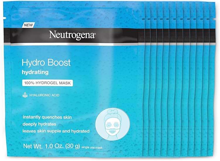 Neutrogena Hydro Boost Hydrating Face Mask 100% Hydrogel Sheet Moisturizing Instantly Quench Dry Skin Gentle Noncomedogenic Skin Care Mask, 12 pack of 1 oz - Image 1