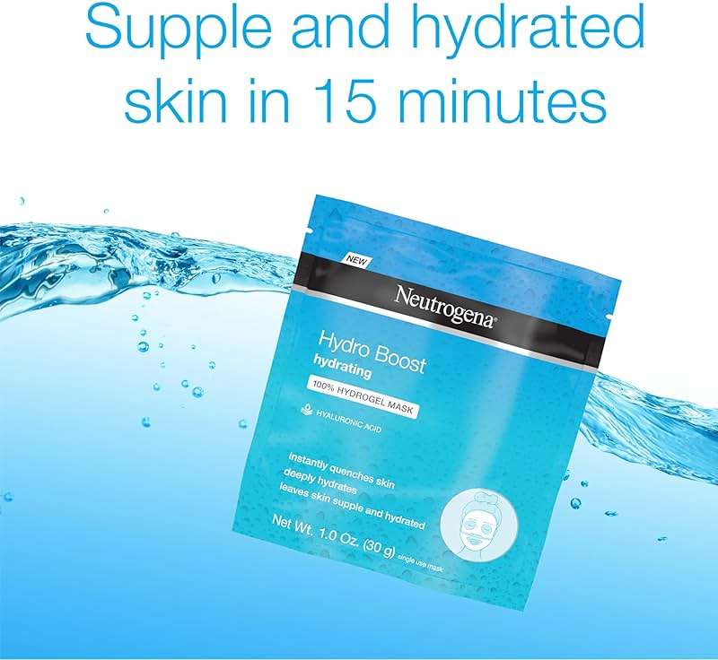 Neutrogena Hydro Boost Hydrating Face Mask 100% Hydrogel Sheet Moisturizing Instantly Quench Dry Skin Gentle Noncomedogenic Skin Care Mask, 12 pack of 1 oz - Image 3