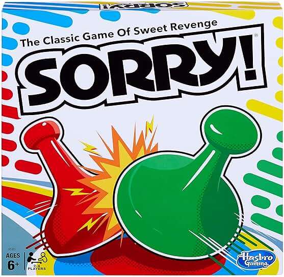 Sorry! Board Game for Kids Ages 6 and Up; Classic Hasbro Board Game; Each Player Gets 4 Pawns; Family Game - Image 1