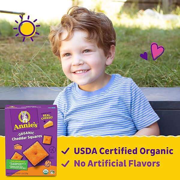 Annie's Organic Original Cheddar Squares Baked Snack Crackers, Made with Real Cheese, 11.25 oz - Image 5