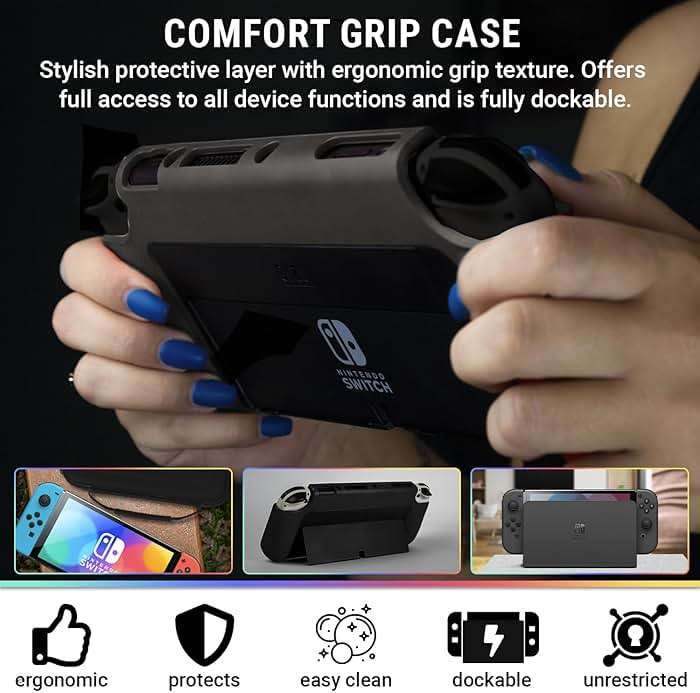 Orzly Switch 1 / Switch OLED Accessories Bundle – Case & Screen Protector for Nintendo Switch 1 (2017-2024 Console) Charge Cable, Game Holder, Comfort Grip Case, Headphones & More – Gift Box Edition - Image 3