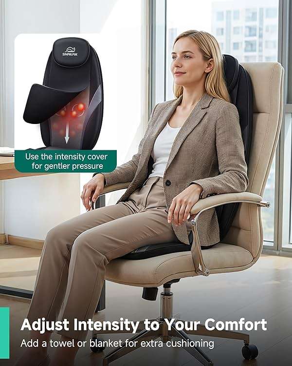 Snailax 2026 Upgraded Shiatsu Roller Back Massager with Heat Massage Chair Pad Kneading Back Massager for Pain Relief Deep Tissue Chair Massage Pad for Office Home Gift Fathers - Image 2