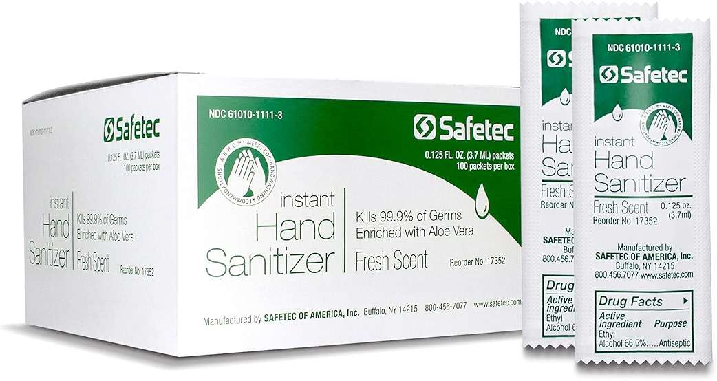 Safetec Instant Hand Sanitizer in Fresh Scent .125 oz in a 100 ct box (10 boxes/case) - Image 2