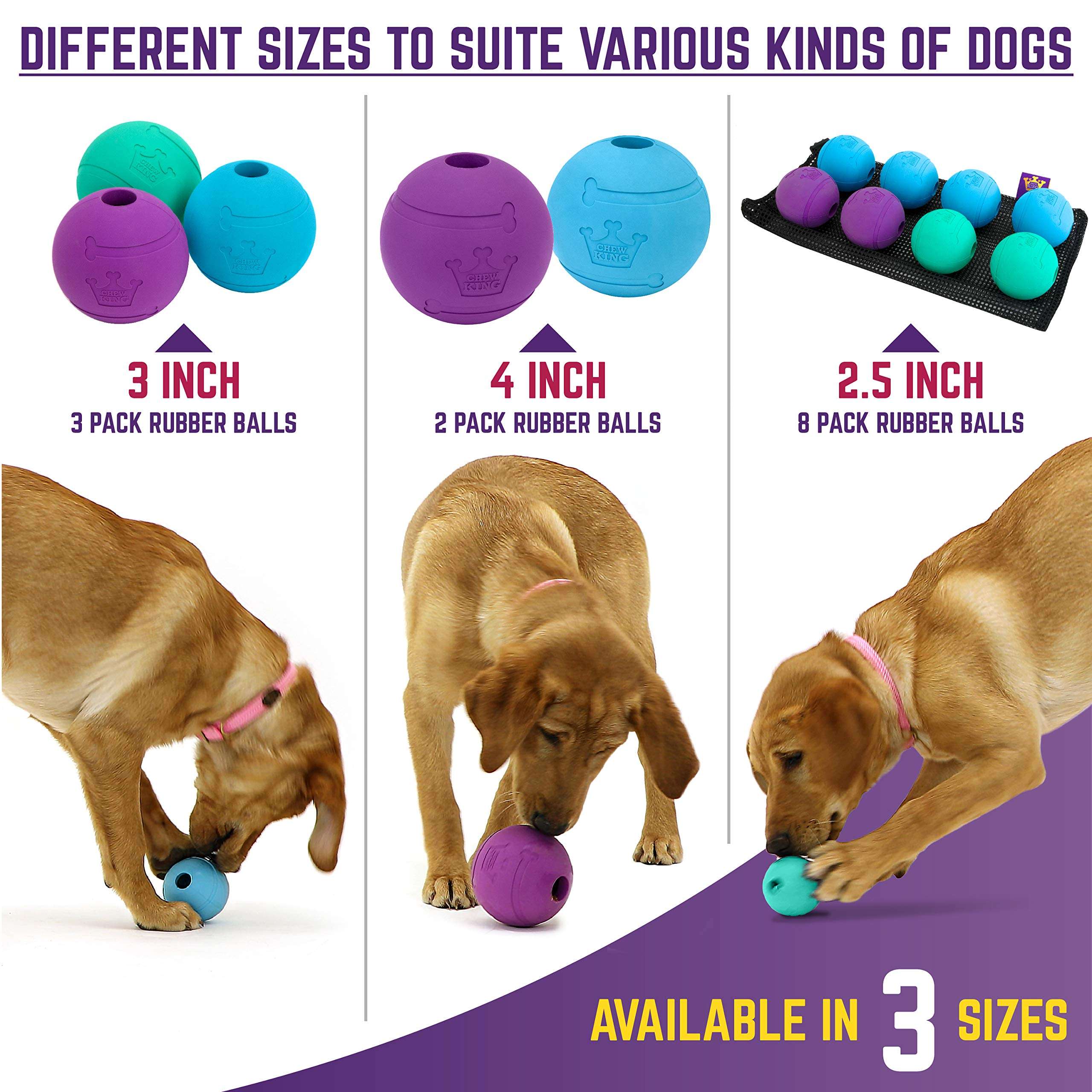 Chew King Fetch Balls Extremely Durable Natural Rubber Toy Pack of 3 - 3 inch Balls (CM-0263-CS01) - Image 2