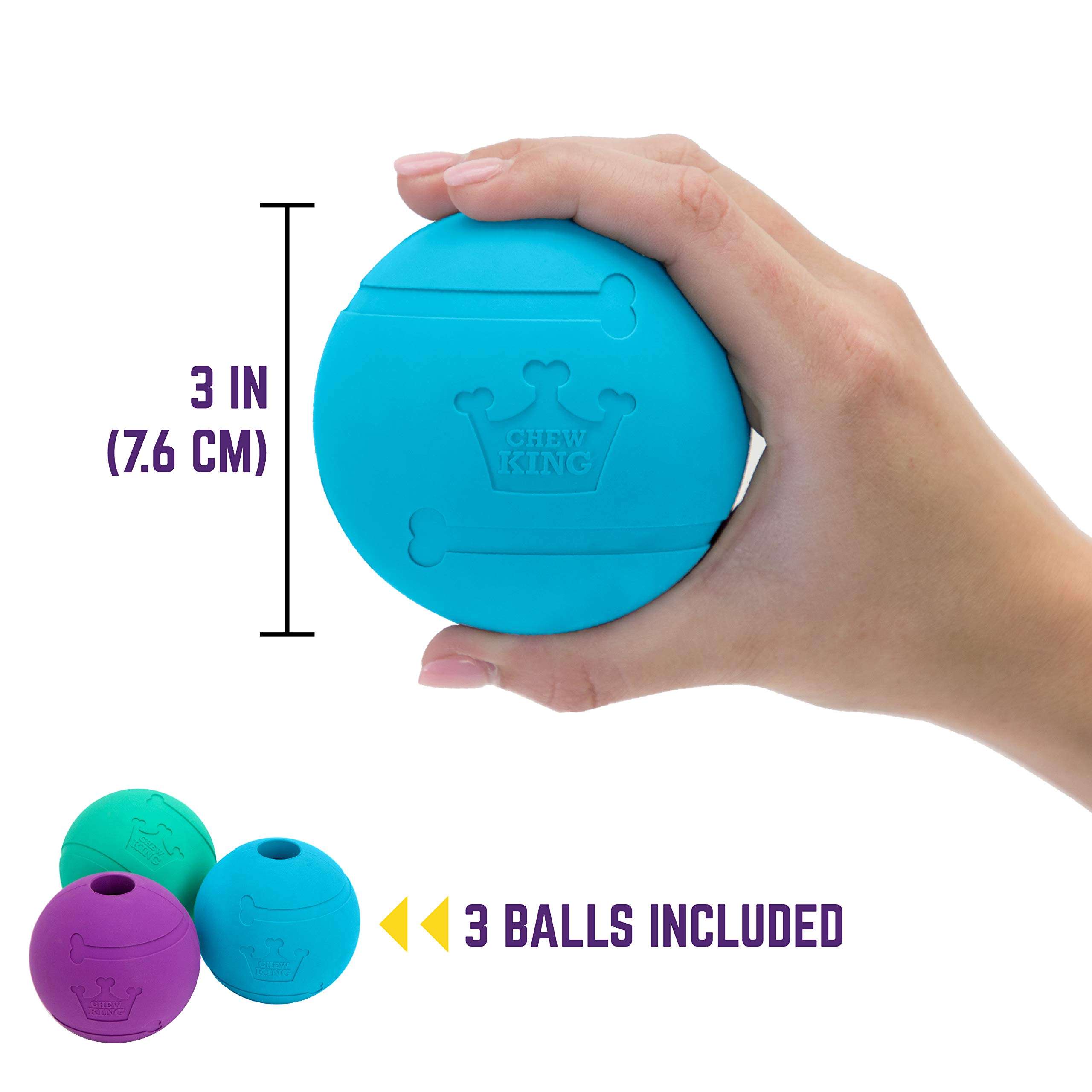 Chew King Fetch Balls Extremely Durable Natural Rubber Toy Pack of 3 - 3 inch Balls (CM-0263-CS01) - Image 6