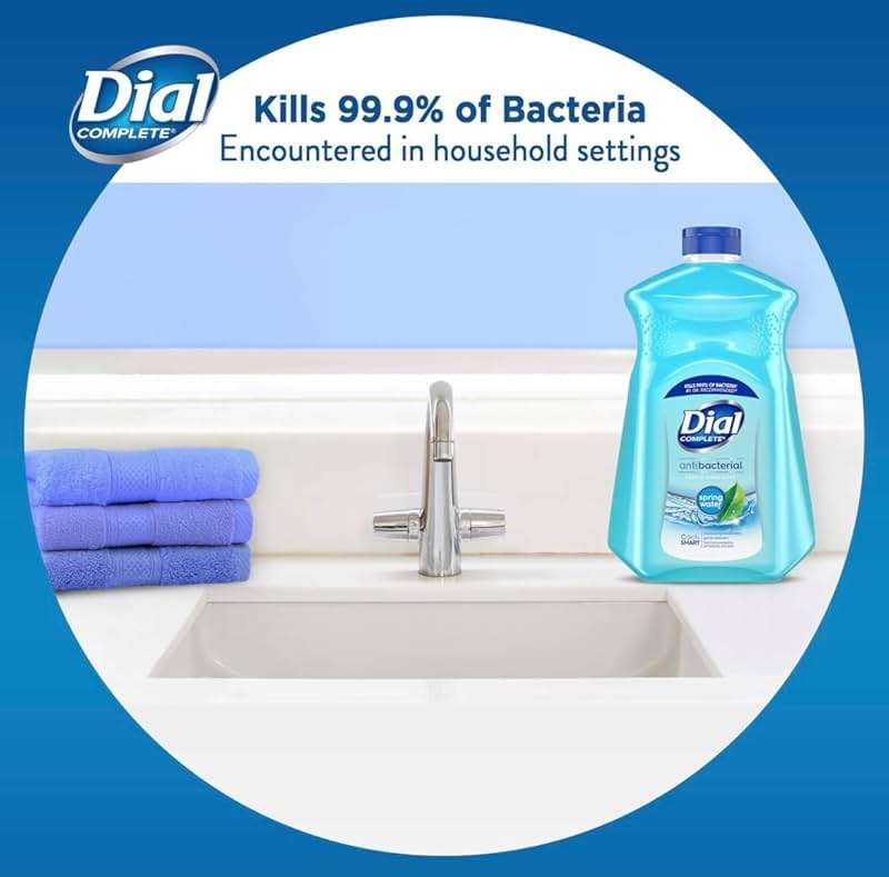 Dial Antibacterial Defense Liquid Hand Soap + Aloe, Spring Water Scent, 52 Fl Oz Hand Soap Refill (Pack of 3), Dermatologist-Tested, Gentle Formula - Image 3