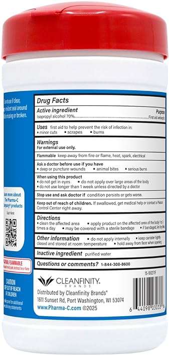 The Pharma-C Company -70% Isopropyl Alcohol Wipes [6 pack - 40ct Canisters] - Bulk IPA First Aid Antiseptic Wound Cleaner with Moisture Lock Lid. For minor cuts, scrapes, and burns. - Image 3