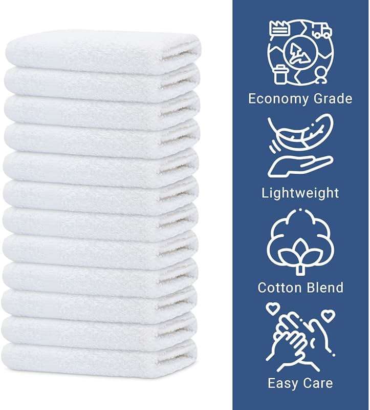 GOLD TEXTILES 120 Pack Economy White Washcloths Set (12x12 inches) - Cotton Blend Commercial Grade Cleaning Rags, Quick Drying & Soft Face Cloths, Fingertip Towels for Bathroom, Spa, Gym, and Kitchen - Image 4