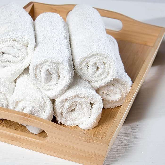 GOLD TEXTILES 120 Pack Economy White Washcloths Set (12x12 inches) - Cotton Blend Commercial Grade Cleaning Rags, Quick Drying & Soft Face Cloths, Fingertip Towels for Bathroom, Spa, Gym, and Kitchen - Image 7