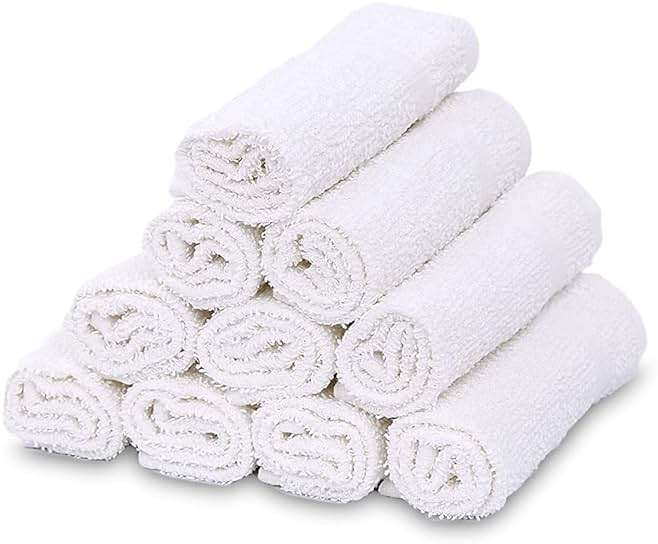 GOLD TEXTILES 120 Pack Economy White Washcloths Set (12x12 inches) - Cotton Blend Commercial Grade Cleaning Rags, Quick Drying & Soft Face Cloths, Fingertip Towels for Bathroom, Spa, Gym, and Kitchen - Image 9