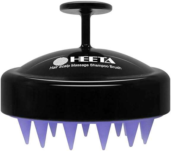 HEETA Scalp Massager Hair Growth, Soft Silicone Scalp Scrubber Shampoo Brush for Exfoliation, Dandruff Removal Head Massage Stress Relax, Wet & Dry Use for Thick Thin Curly Hair Care, Black - Image 1