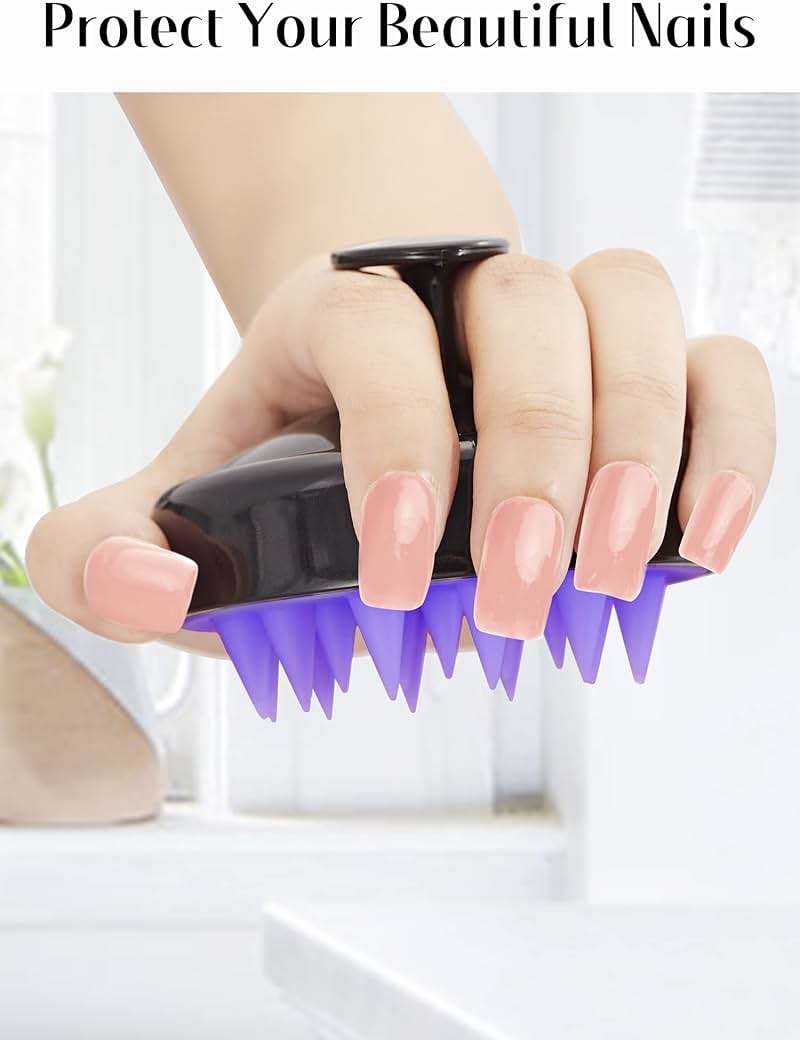 HEETA Scalp Massager Hair Growth, Soft Silicone Scalp Scrubber Shampoo Brush for Exfoliation, Dandruff Removal Head Massage Stress Relax, Wet & Dry Use for Thick Thin Curly Hair Care, Black - Image 4