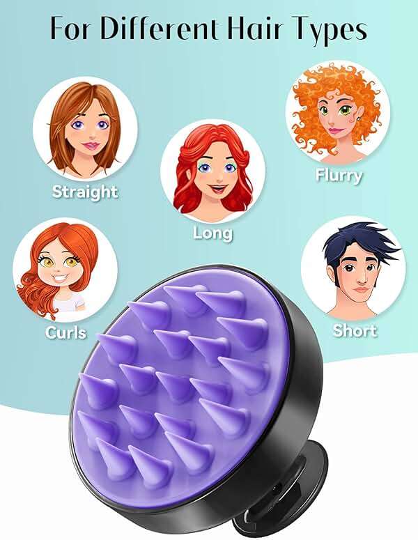 HEETA Scalp Massager Hair Growth, Soft Silicone Scalp Scrubber Shampoo Brush for Exfoliation, Dandruff Removal Head Massage Stress Relax, Wet & Dry Use for Thick Thin Curly Hair Care, Black - Image 6