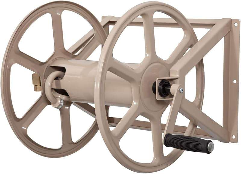 Liberty Garden 709 Steel Wall/Floor Mounted Hose Reel, Holds 200-Feet of 5/8-Inch Hose - Tan, 17.6 x 22 x 15 - Image 3