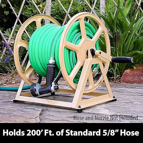 Liberty Garden 709 Steel Wall/Floor Mounted Hose Reel, Holds 200-Feet of 5/8-Inch Hose - Tan, 17.6 x 22 x 15 - Image 5