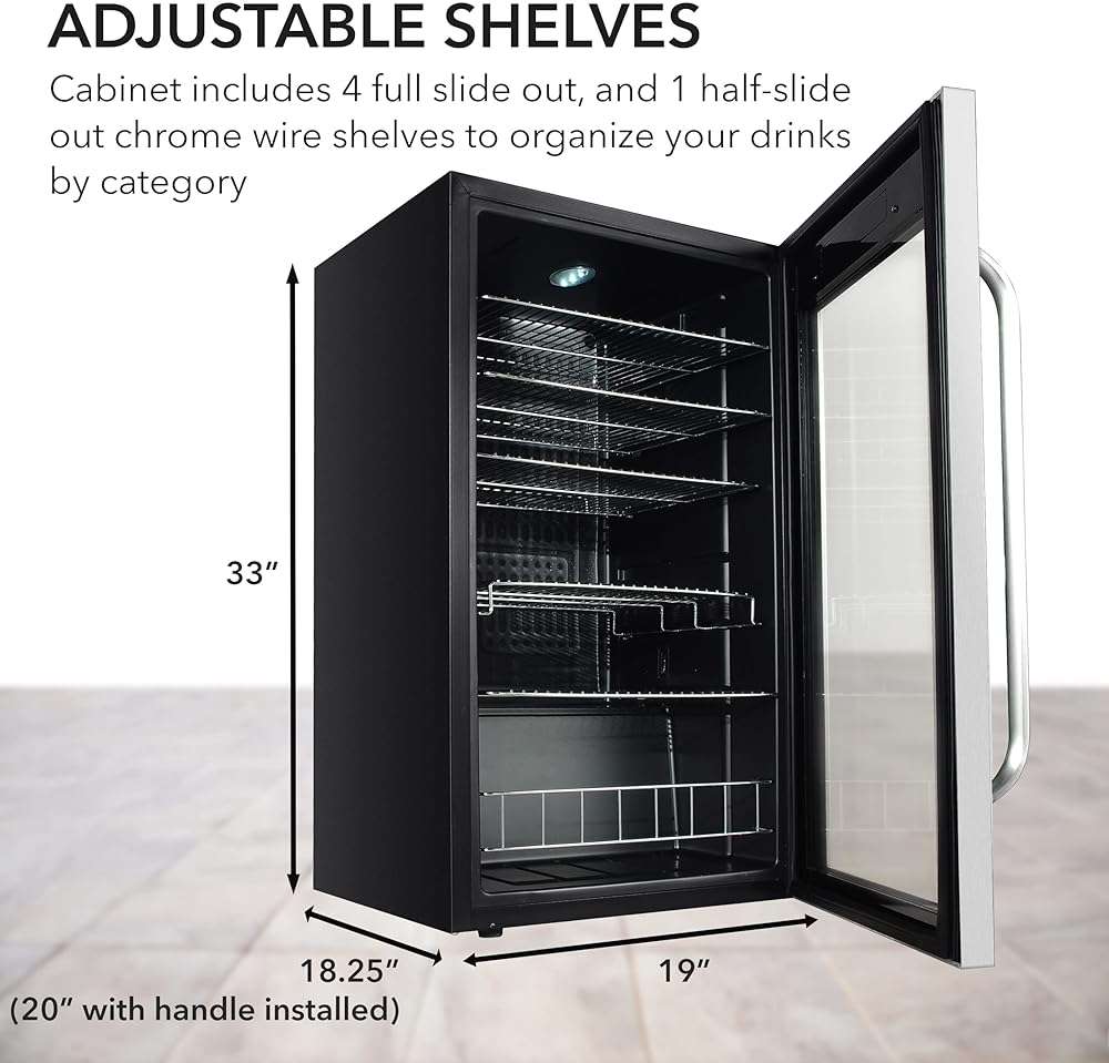 Whynter Beverage Refrigerator with Double-Layer Glass Door, 136-Can 3.4 Cu. Ft. Drink Mini Fridge with Lock & Digital Control, BR-1211DS, Stainless Steel - Image 2