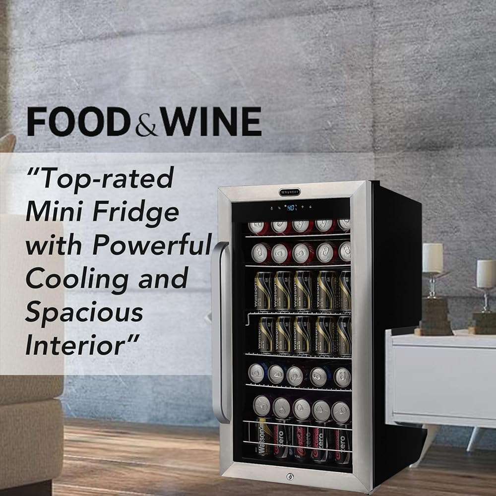 Whynter Beverage Refrigerator with Double-Layer Glass Door, 136-Can 3.4 Cu. Ft. Drink Mini Fridge with Lock & Digital Control, BR-1211DS, Stainless Steel - Image 3