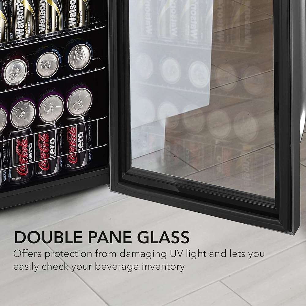 Whynter Beverage Refrigerator with Double-Layer Glass Door, 136-Can 3.4 Cu. Ft. Drink Mini Fridge with Lock & Digital Control, BR-1211DS, Stainless Steel - Image 7