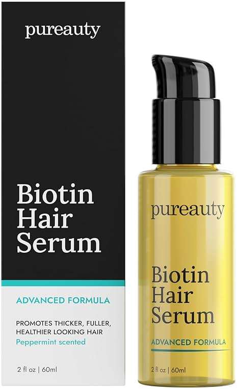 Biotin Hair Growth Serum Advanced Topical Formula To Help Grow Healthy, Strong Hair Suitable for Men and Women of All Hair Types Hair Loss Support By Pureauty Naturals 2 Fl Oz (Pack of 1) - Image 1