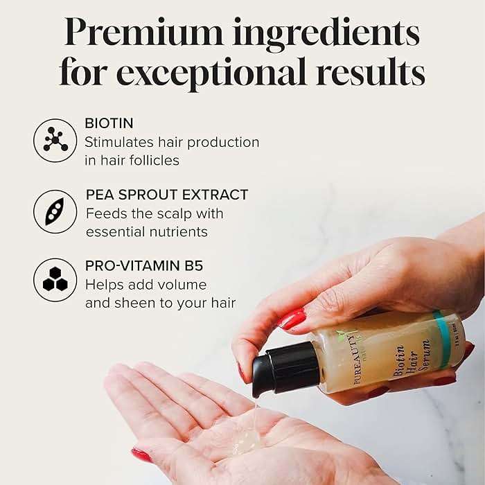 Biotin Hair Growth Serum Advanced Topical Formula To Help Grow Healthy, Strong Hair Suitable for Men and Women of All Hair Types Hair Loss Support By Pureauty Naturals 2 Fl Oz (Pack of 1) - Image 3