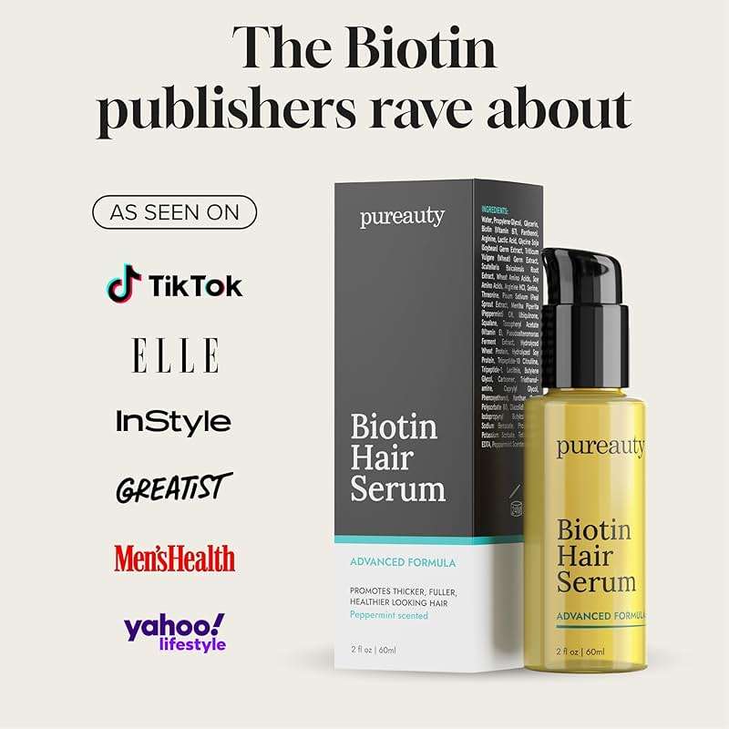 Biotin Hair Growth Serum Advanced Topical Formula To Help Grow Healthy, Strong Hair Suitable for Men and Women of All Hair Types Hair Loss Support By Pureauty Naturals 2 Fl Oz (Pack of 1) - Image 5