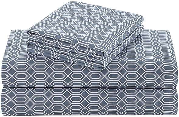 Comfort Spaces 100% Cotton Sheet Set Breathable, Lightweight, Soft with 14" Elastic Pocket Fits up to 16" Mattress, All Season Cozy Bedding, Matching Pillow Case, King Diamond Blue 4 Piece - Image 1